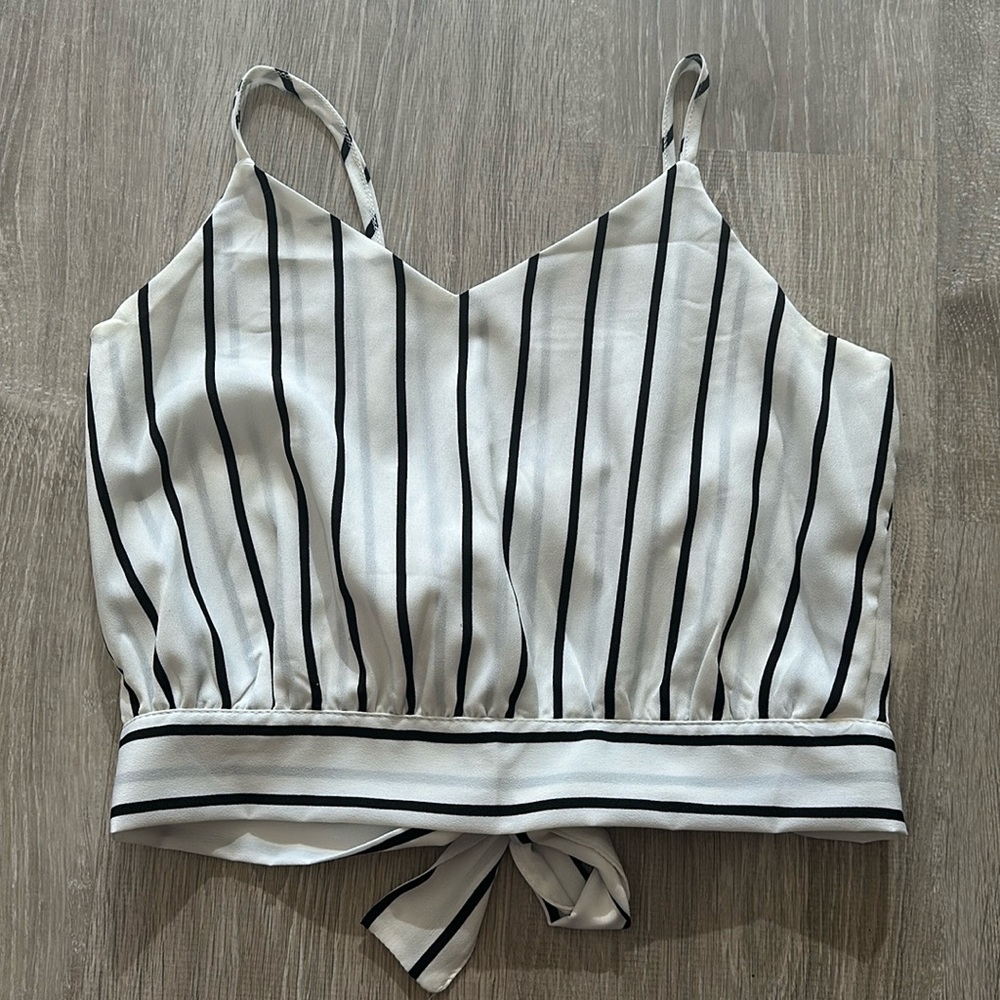 Black and white striped crop top